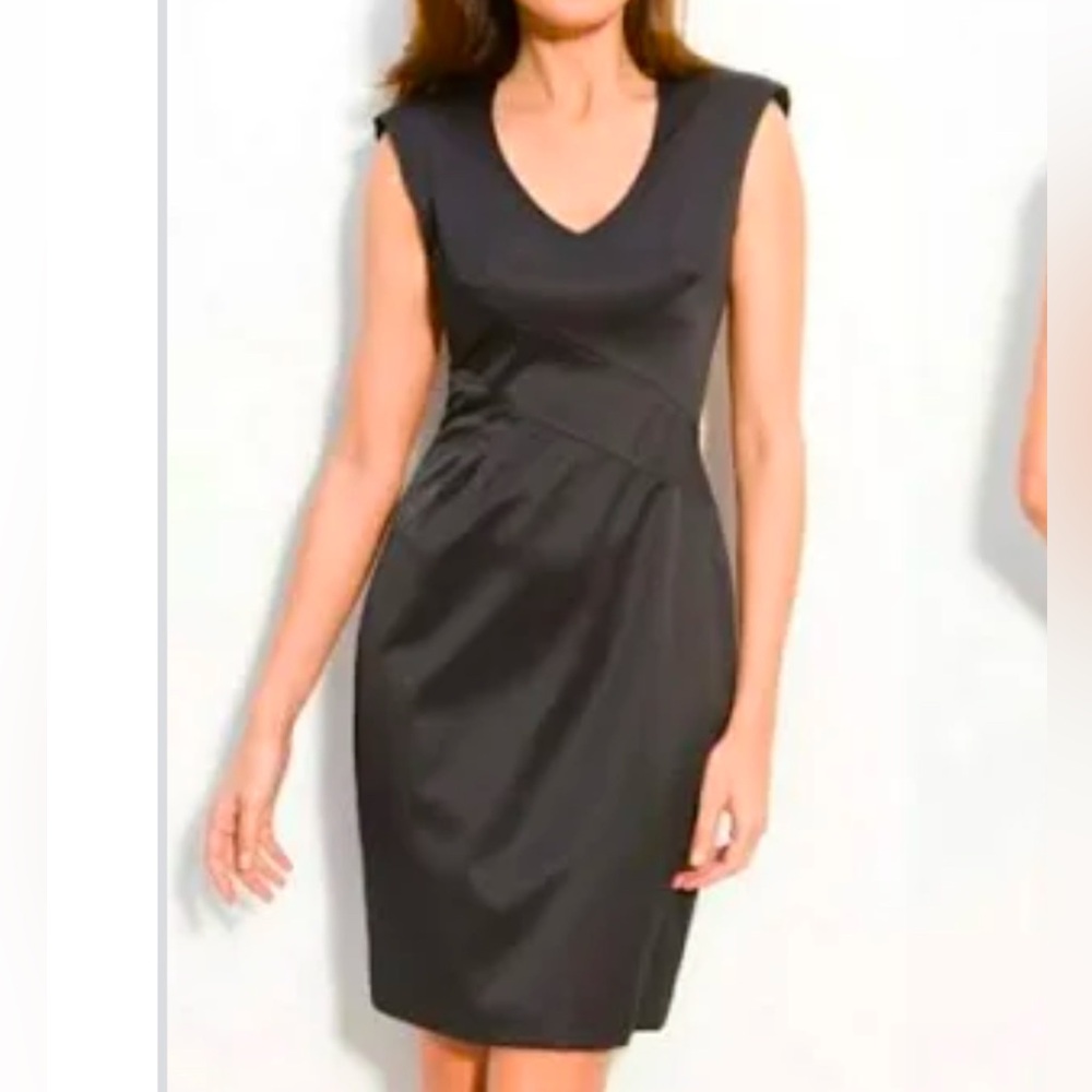 Black Halo Gray Jagger Sheath Dress with V-neck and Mesh Back